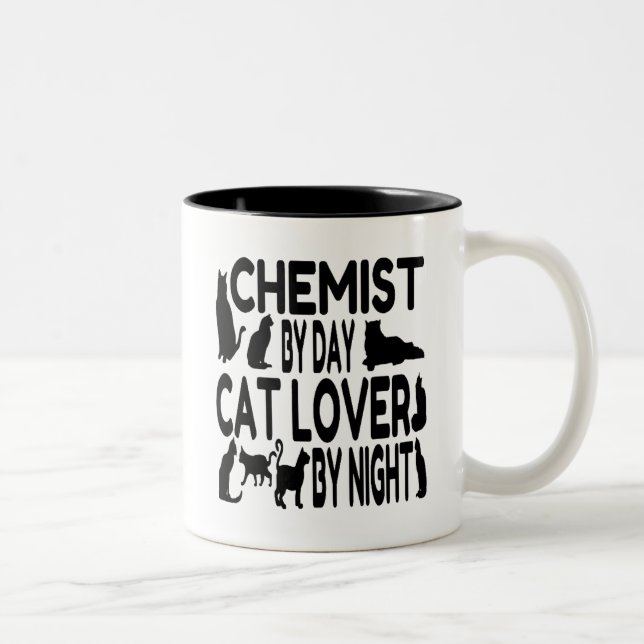 Caneca De Café Em Dois Tons Químico do Cat Lover (Direita)