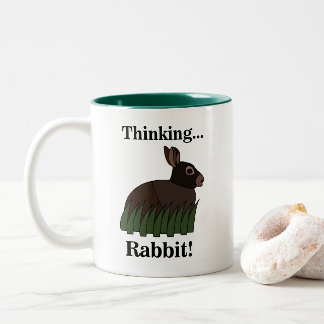 Caneca De Café Em Dois Tons Rabbit Cute Bunny (Com Donut)