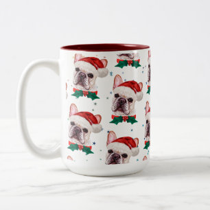 Caneca De Café Em Dois Tons Raça de Bulldog Francês Natal Padrão de Cachorro d