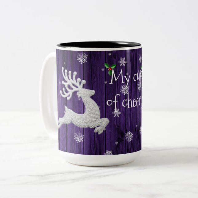 Caneca De Café Em Dois Tons Raça russa de Natal Roxa Coffee Mug (Frente Esquerda)
