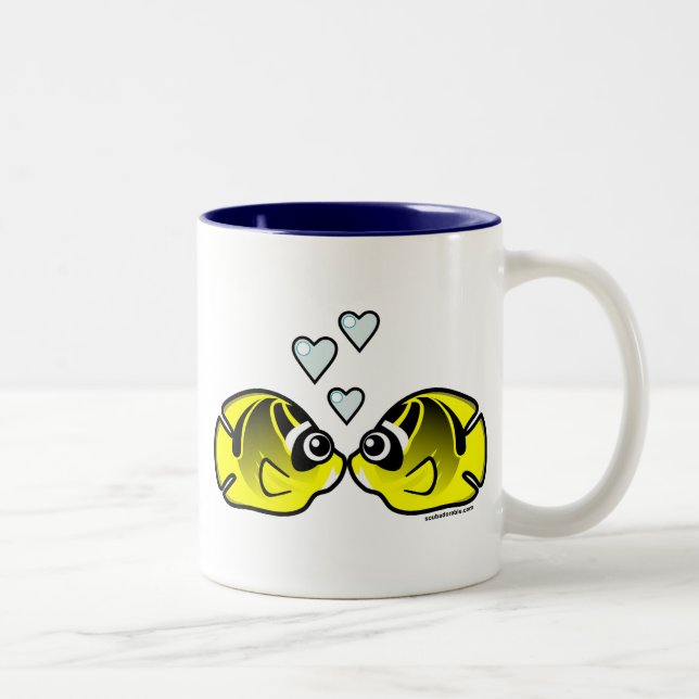 Caneca De Café Em Dois Tons Raccoon Butterflyfish Love (Direita)