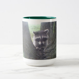 Caneca De Café Em Dois Tons Raccoon em árvore