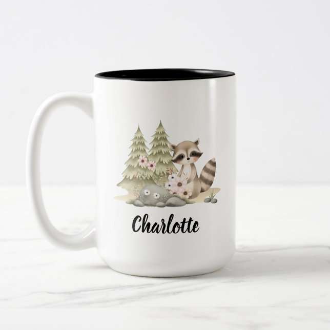 Caneca De Café Em Dois Tons Raccoon Mug - Presentes Raccoon para Amantes Racco (Esquerda)