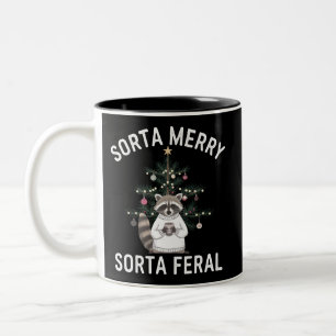 Caneca De Café Em Dois Tons Raccoon Sorta Feliz Sorta Feral Xmas