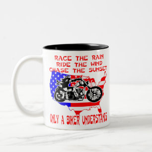 Caneca De Café Em Dois Tons Race Ride Chase Apenas Um Biker Entende #