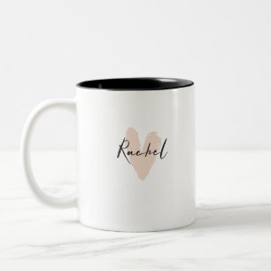 Caneca De Café Em Dois Tons Rachel Heart Name Graphic
