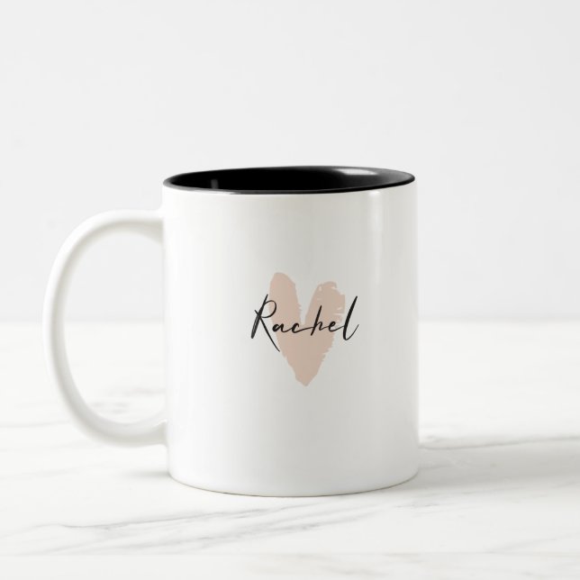 Caneca De Café Em Dois Tons Rachel Heart Name Graphic (Esquerda)