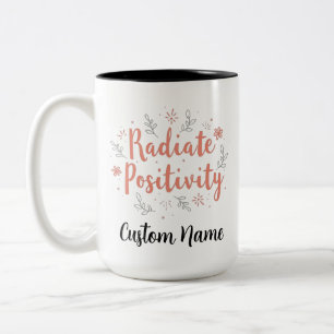 Caneca De Café Em Dois Tons Radiação Positiva Floral Sunray Personalizada