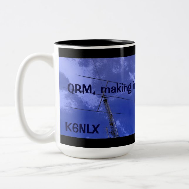 Caneca De Café Em Dois Tons Rádio amador QRM e Callsign Mug (Esquerda)