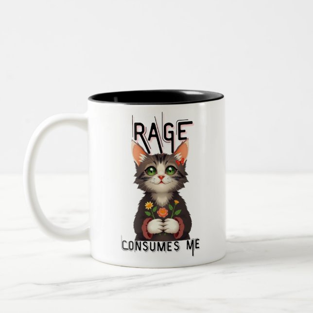 Caneca De Café Em Dois Tons Rage consome-me flor de gato (Esquerda)
