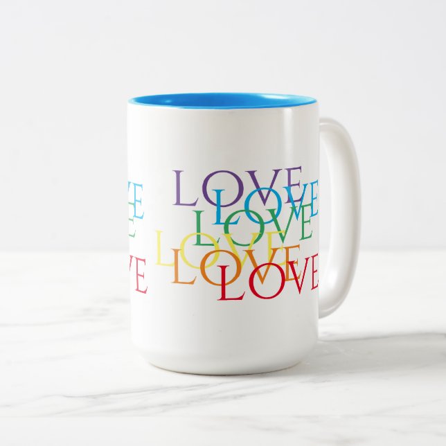 Caneca De Café Em Dois Tons RAINBOW AMOR Tall Blue (Frente Esquerda)