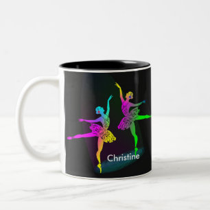Caneca De Café Em Dois Tons Rainbow Ballerinas Dançar Personalizado