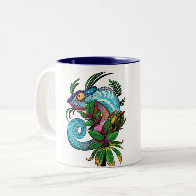 Caneca De Café Em Dois Tons Rainbow Chameleon (Frente Esquerda)