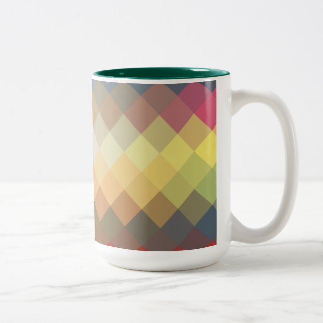 Caneca De Café Em Dois Tons Rainbow Diamond Chevron Pattern (Direita)