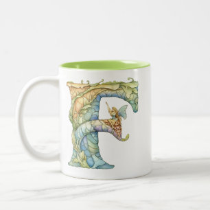 Caneca De Café Em Dois Tons Rainbow Fairy Inicial 'F'