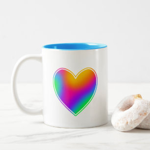 Caneca De Café Em Dois Tons Rainbow Heart