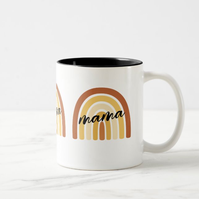 Caneca De Café Em Dois Tons Rainbow Heart Boho Doodle Mug. (Direita)