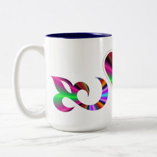 Caneca De Café Em Dois Tons Rainbow Heart Lily e Butterfly