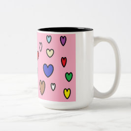 Caneca De Café Em Dois Tons Rainbow Hearts Mug