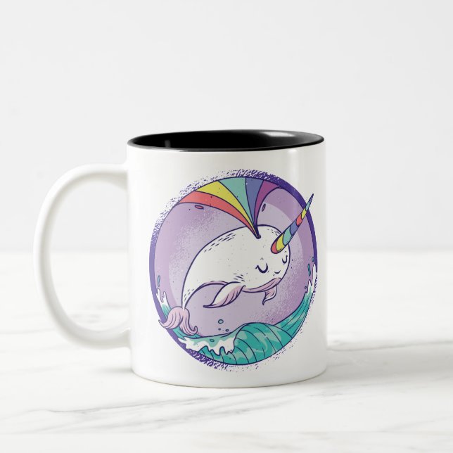 Caneca De Café Em Dois Tons Rainbow Narwhale (Esquerda)