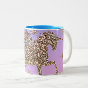 Caneca De Café Em Dois Tons Rainbow Pastel Dourado Dots Unicorn Trendy Girls