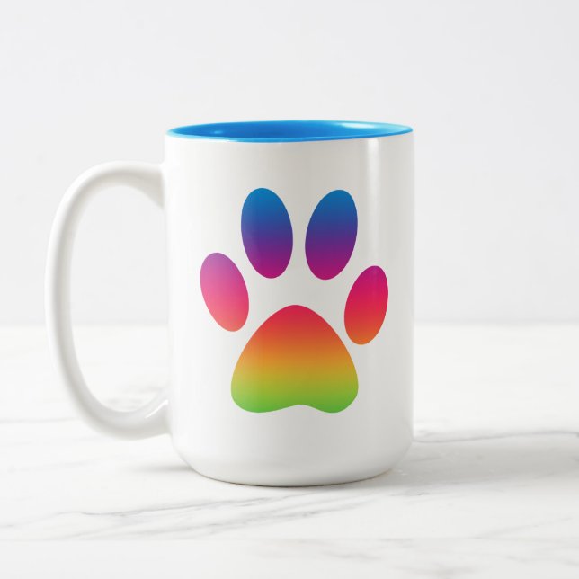 Caneca De Café Em Dois Tons Rainbow Paw Print Mug (Esquerda)