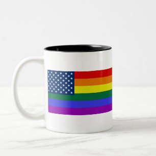 Caneca De Café Em Dois Tons Rainbow Pride EUA