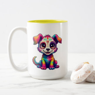 Caneca De Café Em Dois Tons Rainbow Puppy Mug