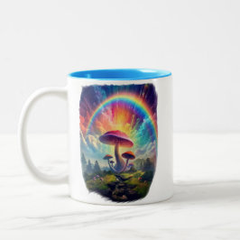 Caneca De Café Em Dois Tons Rainbow Sky Mushroom