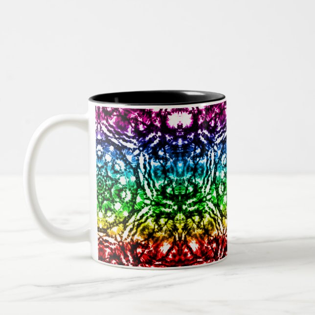 Caneca De Café Em Dois Tons Rainbow Tie Dye Mandala Star (Esquerda)