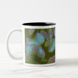 Caneca De Café Em Dois Tons Rainbow Tropical Leaves