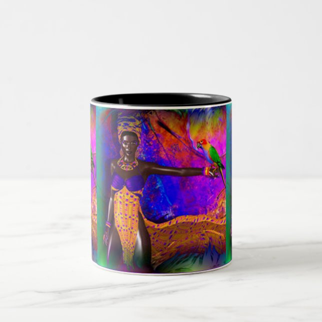 Caneca De Café Em Dois Tons Rainha africana (Centro)