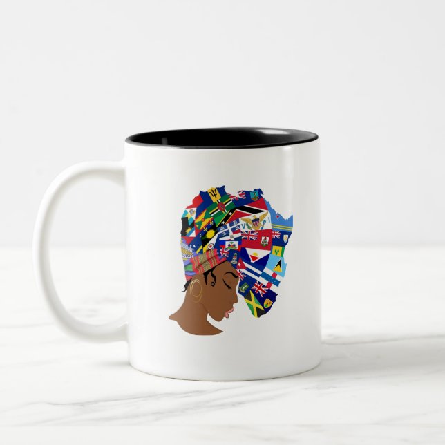 Caneca De Café Em Dois Tons Rainha Afro-Caribe (Esquerda)