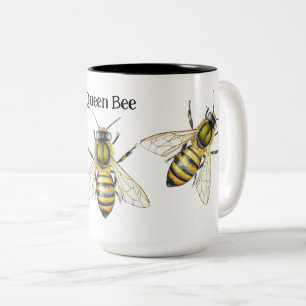 Caneca De Café Em Dois Tons Rainha Bee Illustração Honeybee