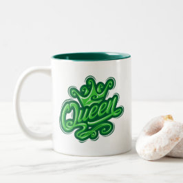 Caneca De Café Em Dois Tons Rainha Com Coroa, Design de Tipografia