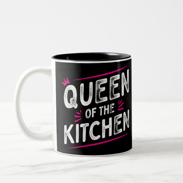 Caneca De Café Em Dois Tons Rainha da cozinha Mug (Esquerda)