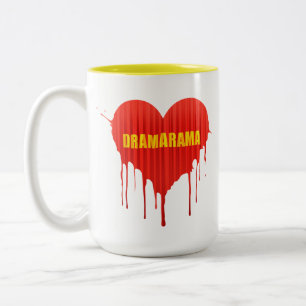 Caneca De Café Em Dois Tons Rainha do Drama Dramarama coração sangrando