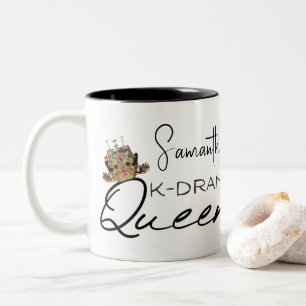 Caneca De Café Em Dois Tons Rainha do K-Drama com Coroa Coreana Personalizada