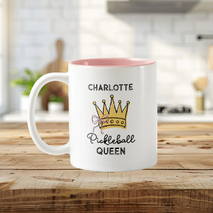 Caneca De Café Em Dois Tons Rainha do Pickleball Retro Rosa Personalizado Mulh