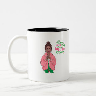 Caneca De Café Em Dois Tons Rainha Rosa e Verde