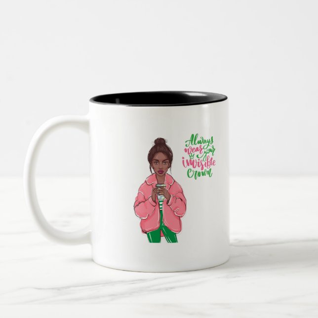 Caneca De Café Em Dois Tons Rainha Rosa e Verde (Esquerda)