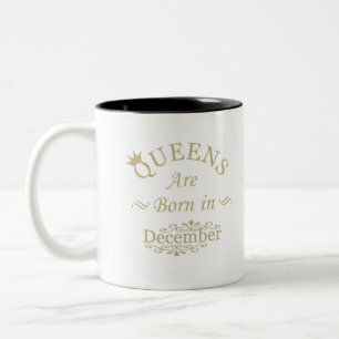 Caneca De Café Em Dois Tons Rainhas Nascem em Dezembro Aniversário Elegante