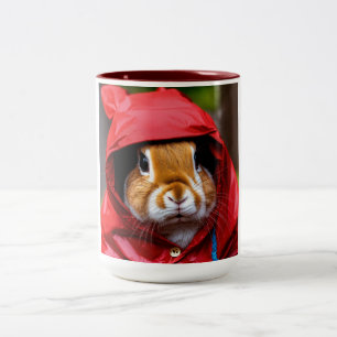 Caneca De Café Em Dois Tons "Rainy Day Bunny Bliss Coffee Mug"