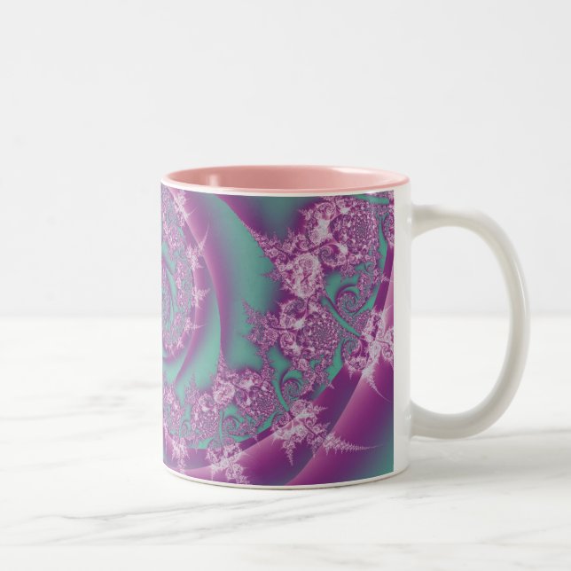 Caneca De Café Em Dois Tons Raio Fractal Rosa (Direita)