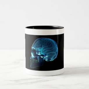 Caneca De Café Em Dois Tons Raio X do cérebro dentro de um crânio