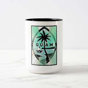 Caneca De Café Em Dois Tons Raios de w Sun do selo de Guam