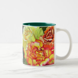 Caneca De Café Em Dois Tons Raízes laranja e amarela originais de aquarela