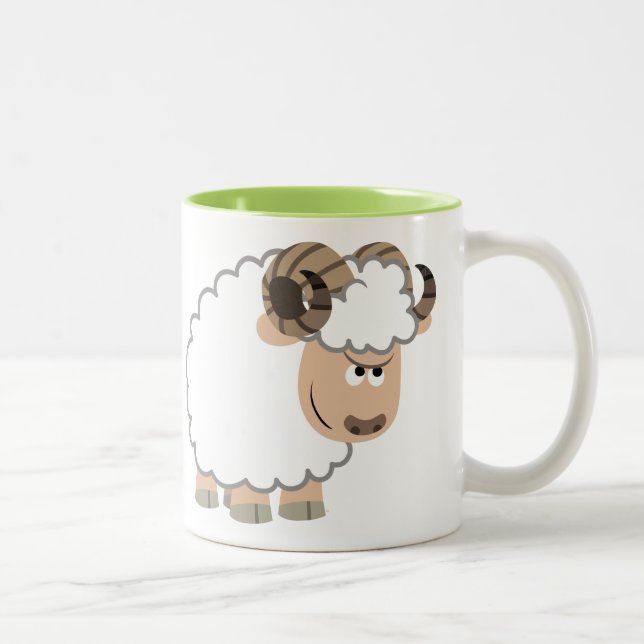 Caneca De Café Em Dois Tons Ram de Cartoon Confiante (Direita)