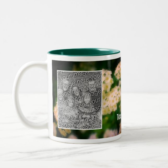 Caneca De Café Em Dois Tons Rambling Wild White Roses Adiciona Sua Foto (Esquerda)