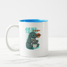 Caneca De Café Em Dois Tons Ramen de dinossauro